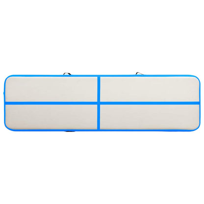 Gymnastiekmat met pomp opblaasbaar 600x100x15 cm PVC blauw