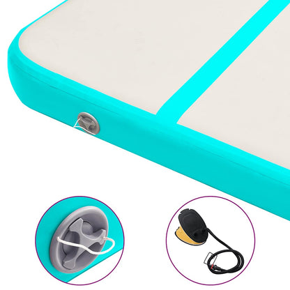 Gymnastiekmat met pomp opblaasbaar 700x100x15 cm PVC groen