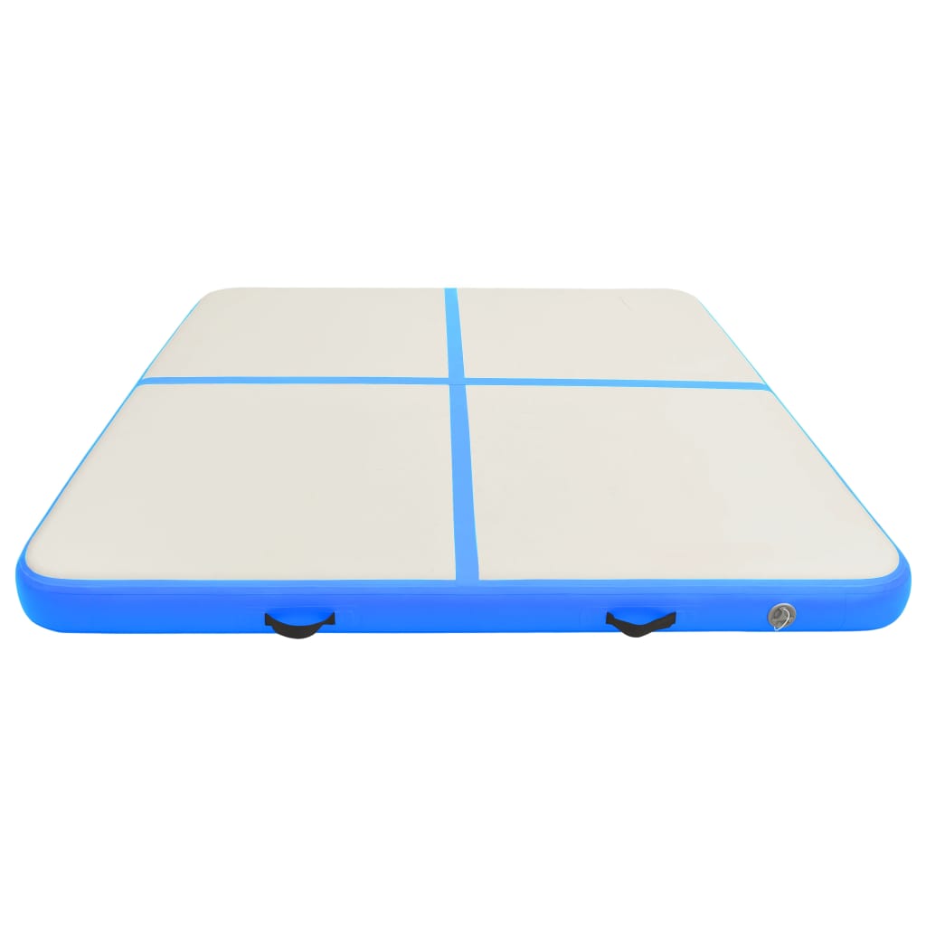 Gymnastiekmat met pomp opblaasbaar 200x200x10 cm PVC blauw