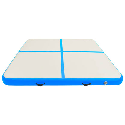 Gymnastiekmat met pomp opblaasbaar 200x200x10 cm PVC blauw
