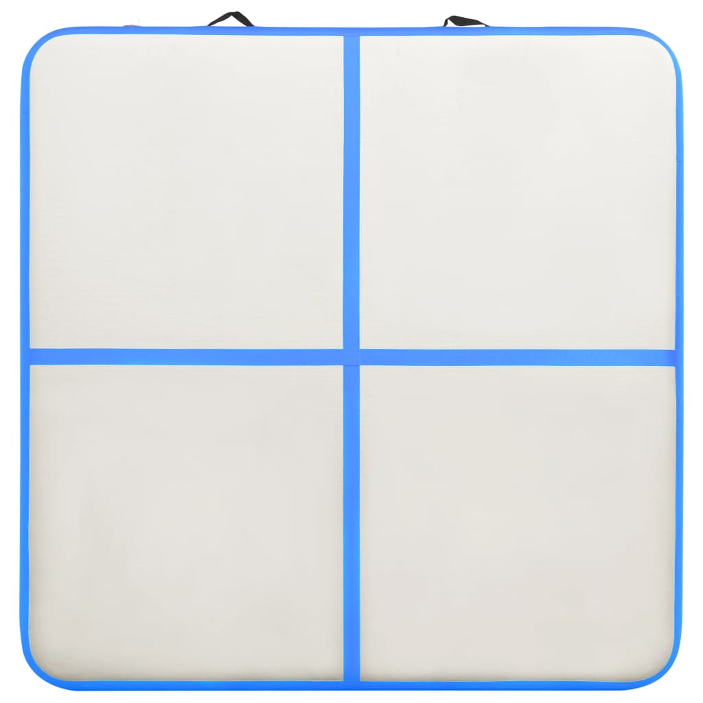 Gymnastiekmat met pomp opblaasbaar 200x200x10 cm PVC blauw