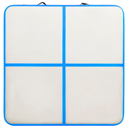 Gymnastiekmat met pomp opblaasbaar 200x200x10 cm PVC blauw