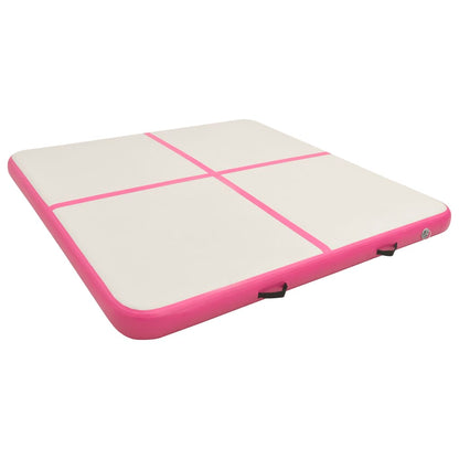 Gymnastiekmat met pomp opblaasbaar 200x200x15 cm PVC roze