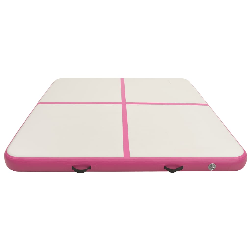 Gymnastiekmat met pomp opblaasbaar 200x200x15 cm PVC roze