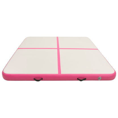 Gymnastiekmat met pomp opblaasbaar 200x200x15 cm PVC roze
