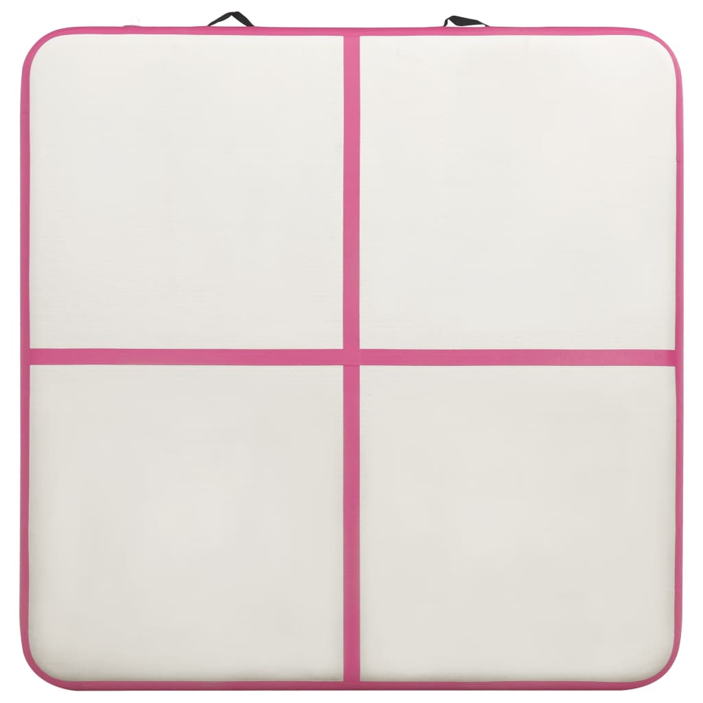 Gymnastiekmat met pomp opblaasbaar 200x200x15 cm PVC roze