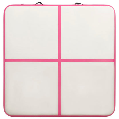 Gymnastiekmat met pomp opblaasbaar 200x200x15 cm PVC roze