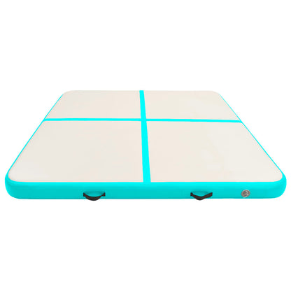 Gymnastiekmat met pomp opblaasbaar 200x200x15 cm PVC groen
