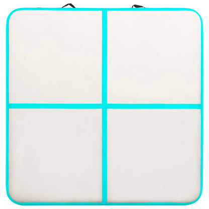 Gymnastiekmat met pomp opblaasbaar 200x200x15 cm PVC groen