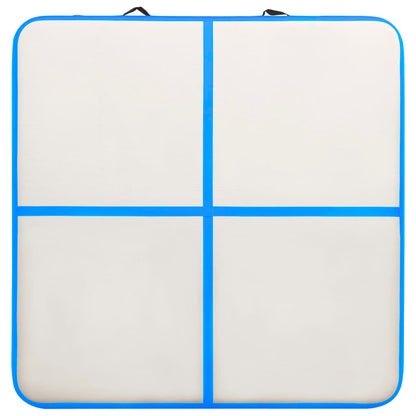 Gymnastiekmat met pomp opblaasbaar 200x200x20 cm PVC blauw