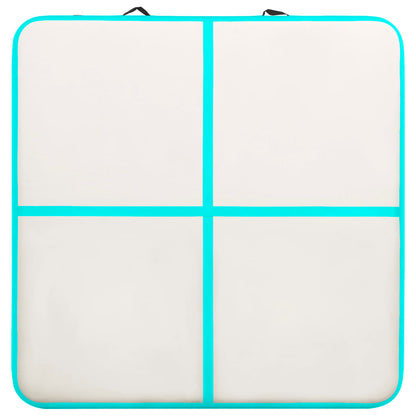 Gymnastiekmat met pomp opblaasbaar 200x200x20 cm PVC groen