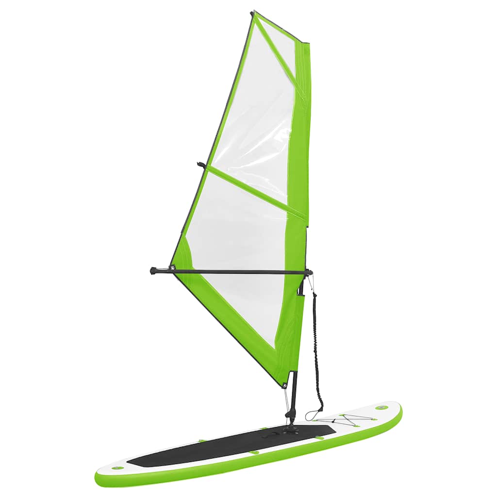 Stand Up Paddleboard opblaasbaar met zeilset groen en wit