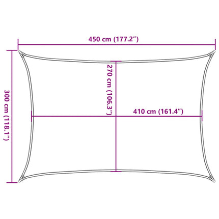 Zonnezeil 160 G/M² Rechthoekig 3X4,5 M Hdpe Blauw Blauw
