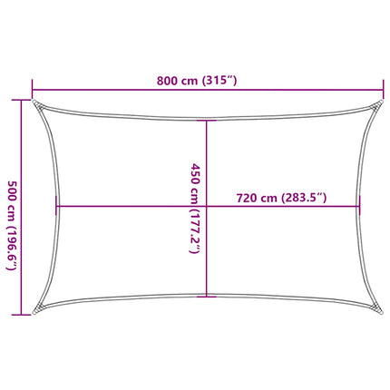 Zonnezeil 160 G/M² Rechthoekig 5X8 M Hdpe Blauw