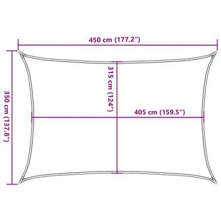 Zonnezeil 160 G/M² Rechthoekig 3,5X4,5 M Hdpe Geel Oranje