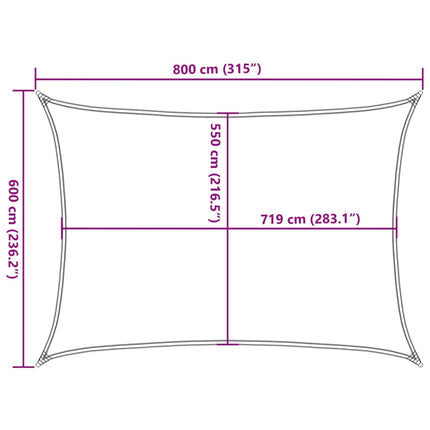 Zonnezeil 160 G/M² Rechthoekig 6X8 M Hdpe Zwart