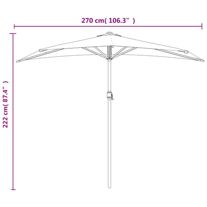 Balkonparasol Half Aluminium Paal 270X144X222 Cm