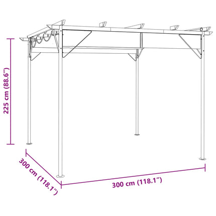 Pergola Met Uittrekbaar Dak 180 G/M² 3X3 M Staal