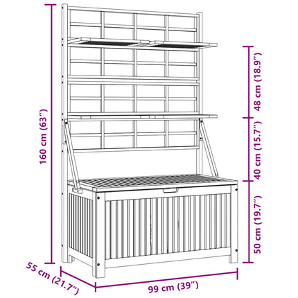 Opbergbox Met Latwerk 99X55X160 Cm Massief Acaciahout