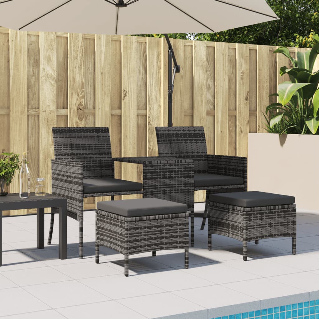 Tuinbank Met Tafeltje En Krukken Tweezits Poly Rattan