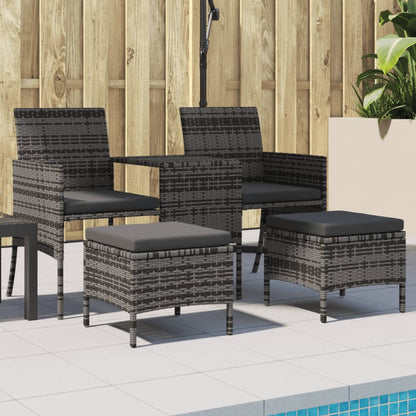 Tuinbank Met Tafeltje En Krukken Tweezits Poly Rattan