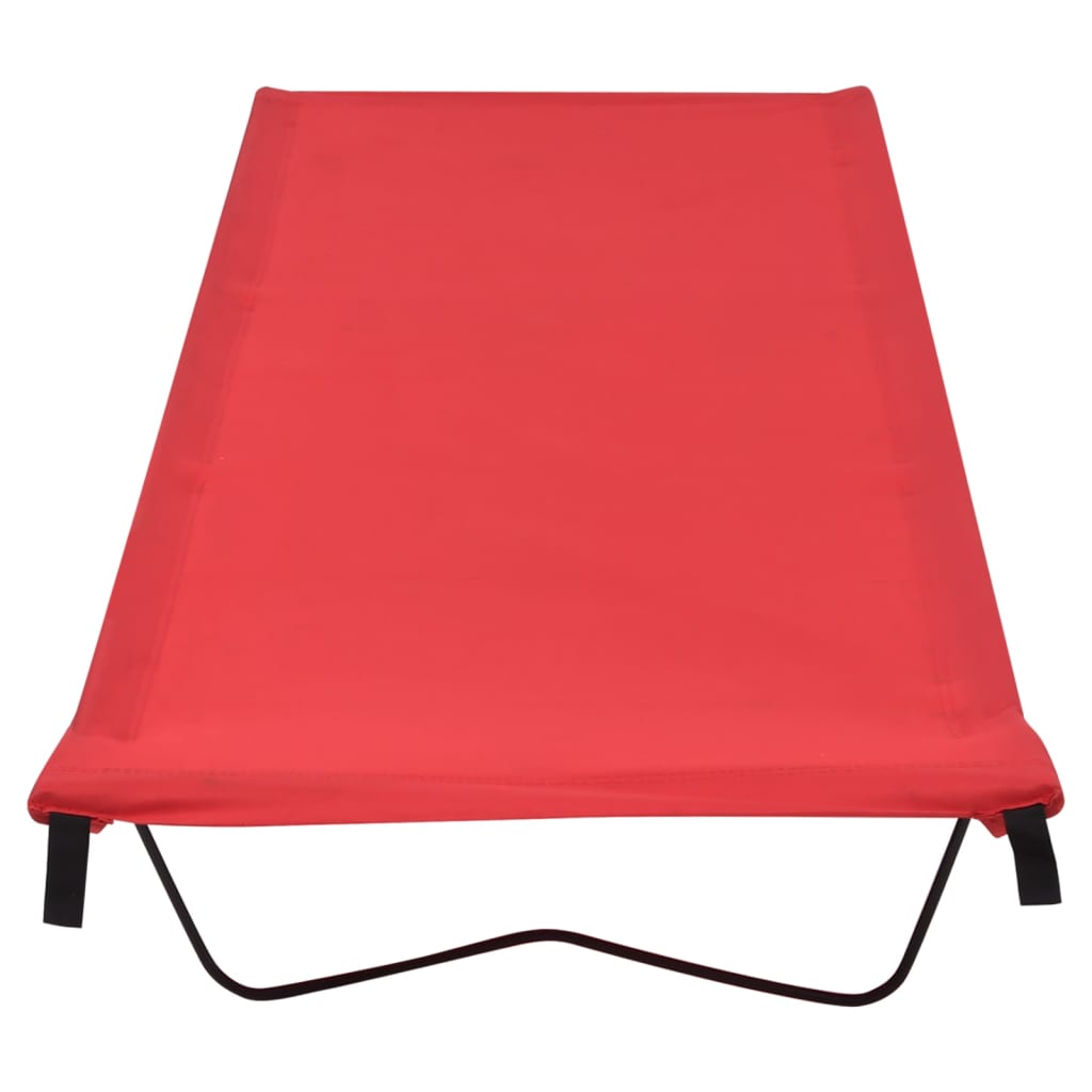 Campingbed 180x60x19 cm oxford stof en staal, kleur: rood