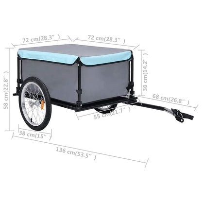 Fietstrailer 65 kg zwart en blauw