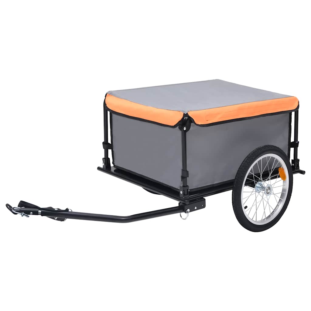 Fietstrailer 65 kg grijs en oranje