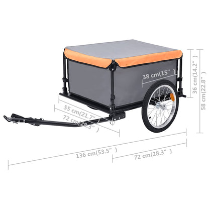 Fietstrailer 65 kg grijs en oranje
