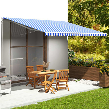 Luifeldoek 3X2,5 M Canvas Blauw En Wit