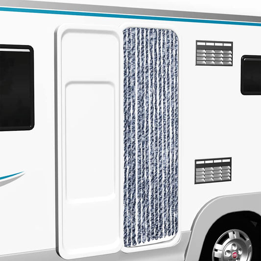 Vliegengordijn 56x200 cm chenille blauw en wit