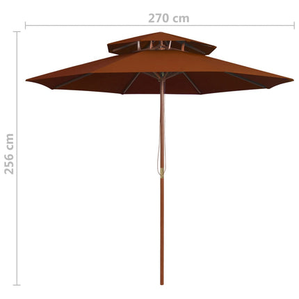 Parasol Dubbeldekker Met Houten Paal 270 Cm Kleurig