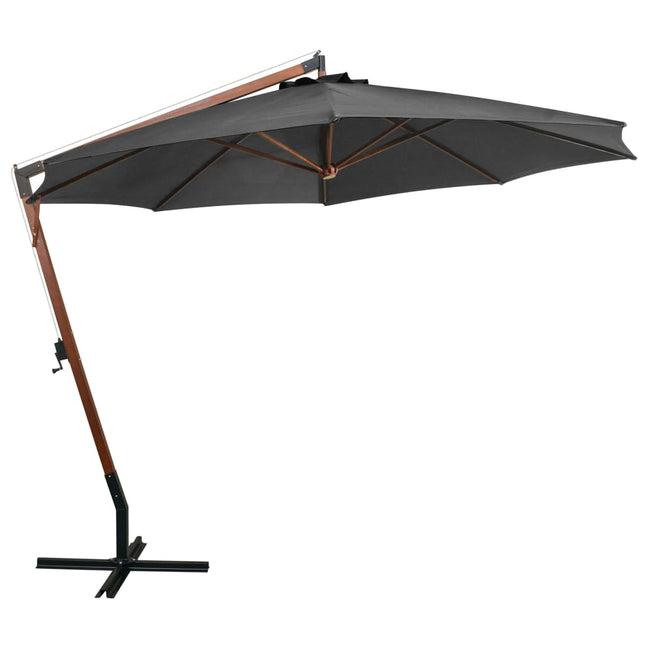 Zweefparasol Met Paal 3,5X2,9 M Massief Vurenhout