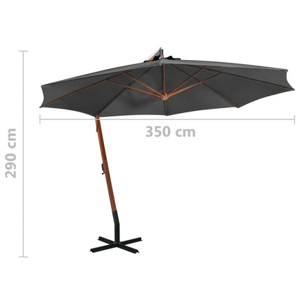 Zweefparasol Met Paal 3,5X2,9 M Massief Vurenhout