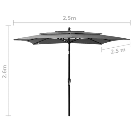 Parasol 3-Laags Met Aluminium Paal 2,5X2,5 M Kleurig