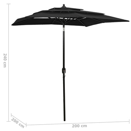 Parasol 3-Laags Met Aluminium Paal
