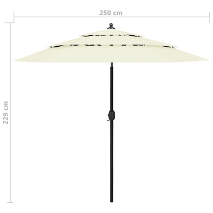 Parasol 3-Laags Met Aluminium Paal 2,5 M Kleurig