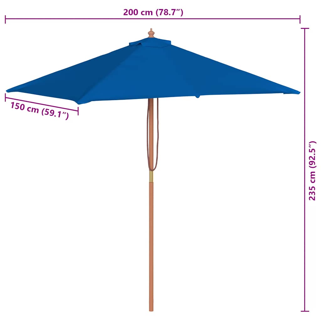 Parasol Met Houten Paal 150X200 Cm
