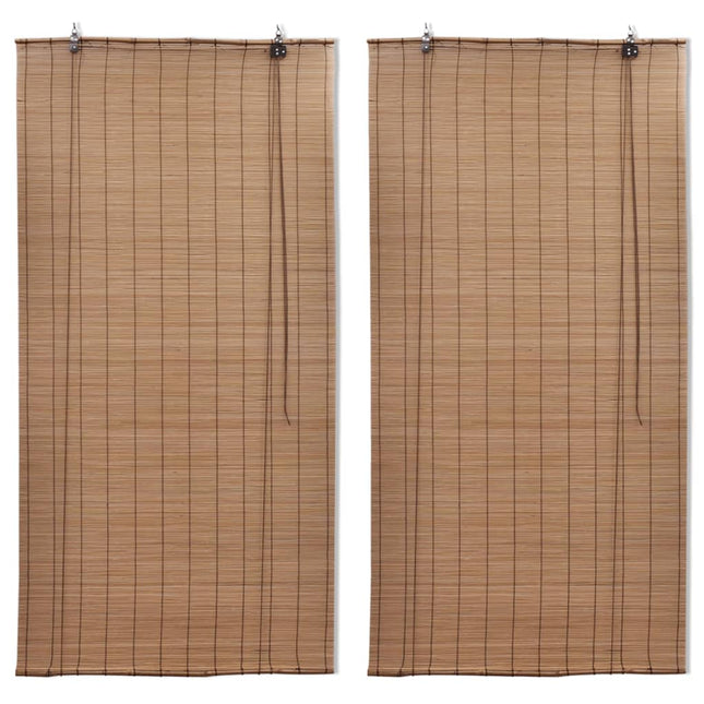 Rolgordijnen 2 St 120X220 Cm Bamboe Bruin