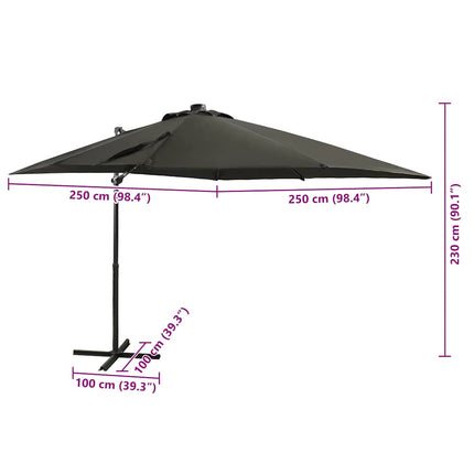 Zweefparasol Met Paal En Led-Verlichting Kleur