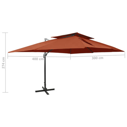 Zwevende Parasol Met Dubbele Bovenkant 400X300 Cm