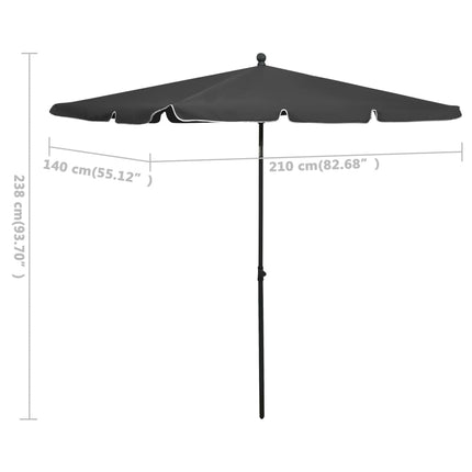 Parasol Met Paal 210X140 Cm Kleurig