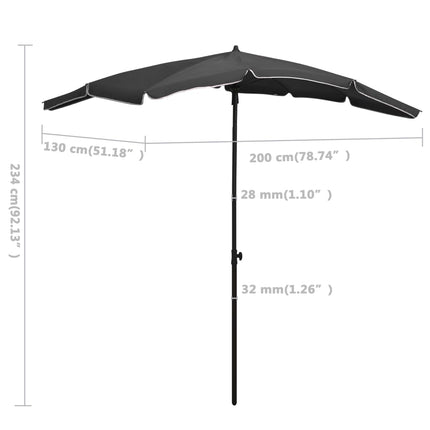 Parasol Met Paal 200X130 Cm Kleurig