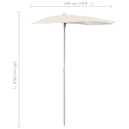 Parasol Half Met Paal 180X90 Cm Kleurig