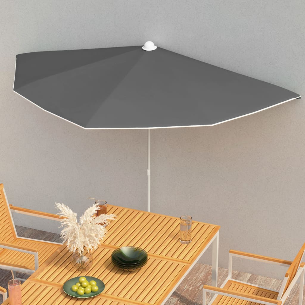 Parasol Half Met Paal 180X90 Cm Kleurig