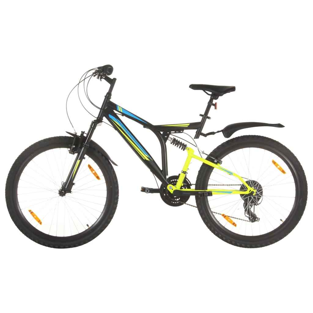 Mountainbike 21 versnellingen 26 inch wielen 49 cm zwart