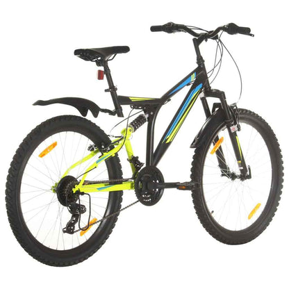 Mountainbike 21 versnellingen 26 inch wielen 49 cm zwart