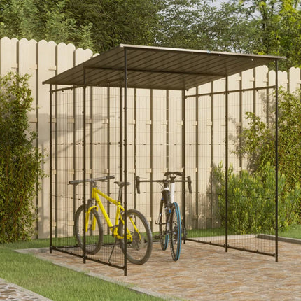 Fietsenstalling 190X190X222 Cm Staal Zwart Lichtgrijs En Groen