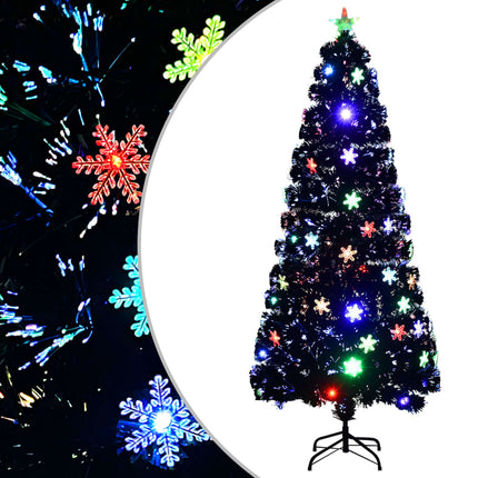 Kerstboom Met Led-Sneeuwvlokken 210 Cm Glasvezel Zwart