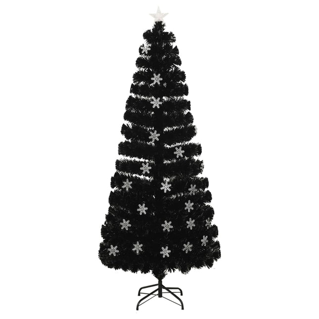 Kerstboom Met Led-Sneeuwvlokken 210 Cm Glasvezel Zwart